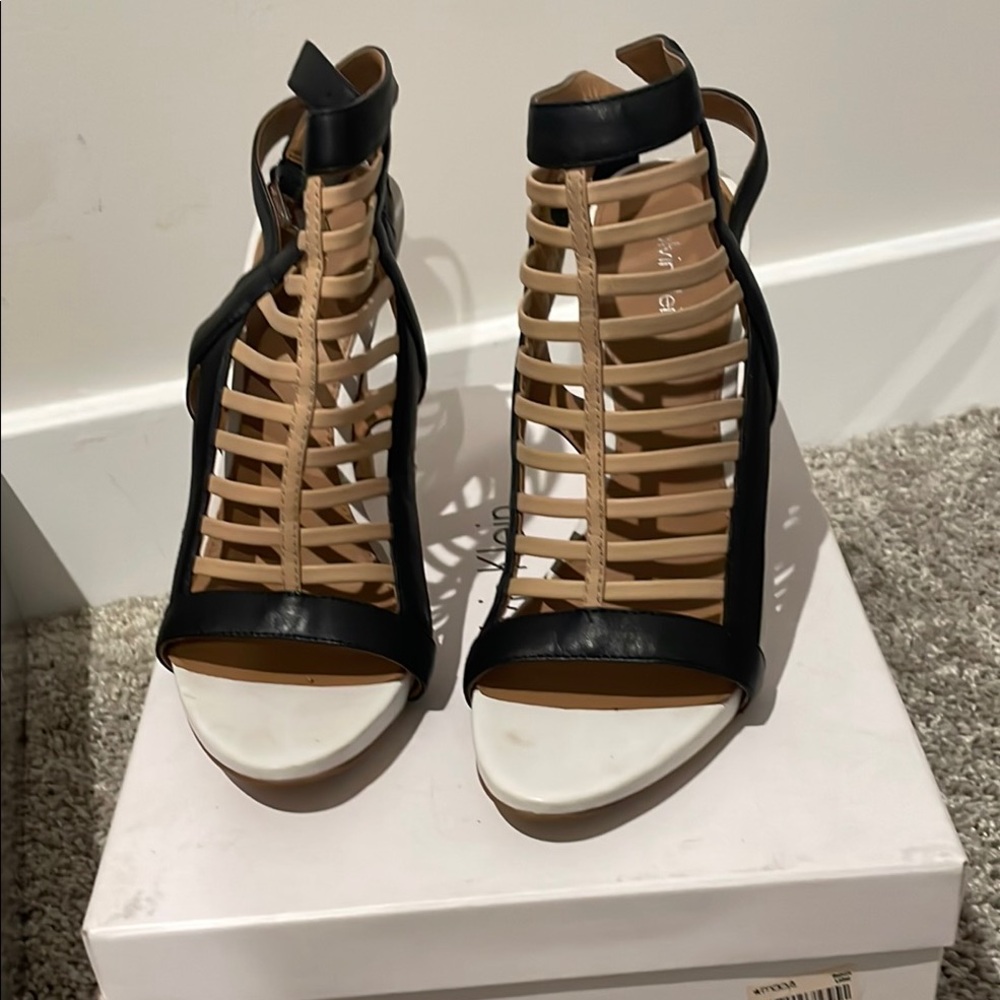 Calvin klein Black‎ and Tan Strappy Women's Sandals